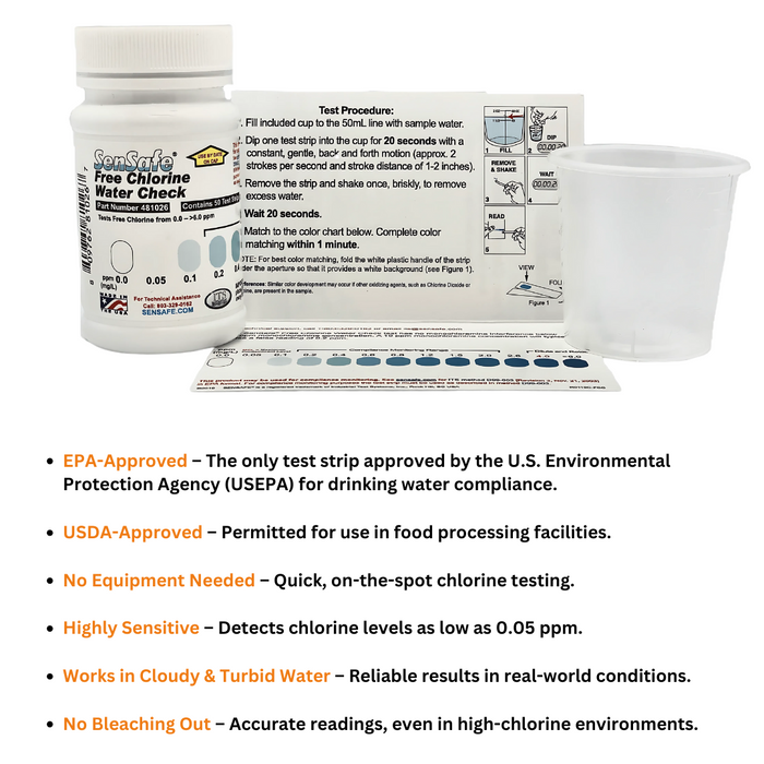 Comprobación de agua con cloro libre SenSafe