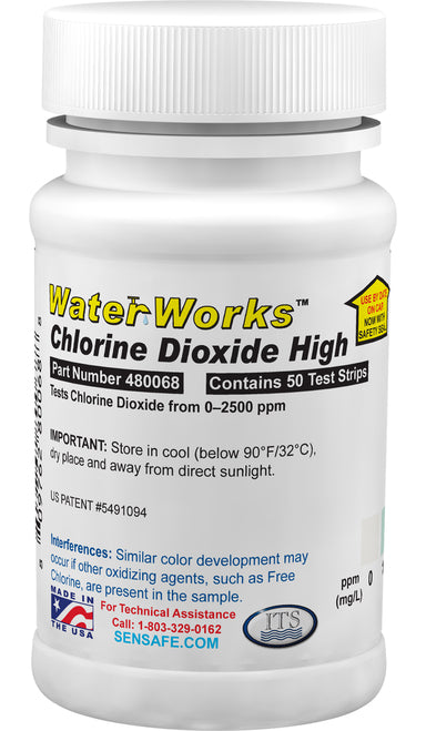 WaterWorks™ Chlorine Dioxide High Range Test Strips